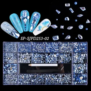 Piedras de cristal planas para decoración de uñas, Ópalo de varias formas, mezcla de diamantes de imitación nail Art