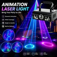 Projecteur laser DJ 3D RGB pour animation de fête, 34 canaux, IP20, DMX 512, lumière disco activée par le son pour les fêtes, les festivals et les événements |   YSH