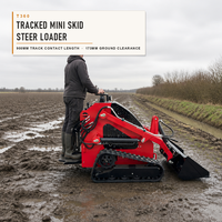 Mini Skid Steer Loader T360 dengan Track Karet, 941kg, Compact Track Loader, Bucket 0.1M3, EPA EURO5 untuk Pekerjaan Tanah