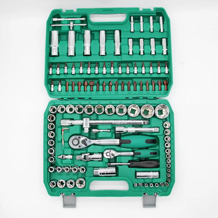 108 Stuk 1/2,3/8,1/4 Inch Drive Flexibele Kop Rotator Ratel Steeksleuteldop Set Mechanisch Gereedschap