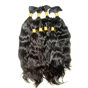 Cabello humano ondulado Natural a granel, cabello humano indio rizado y liso de buena calidad, sin vapor y sin proceso de ácido - Product Image 1