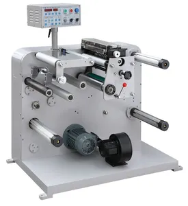 Rollos de etiquetas de papel pequeños de alta calidad Máquina de rebobinado de corte longitudinal automático de torreta