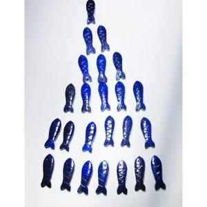 Pierre précieuse naturelle en lapis-lazuli en forme de poisson, 8x25 mm, pendentif en lapis-lazuli bleu - Product Image 2
