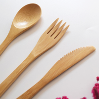 Ensemble de couverts en bambou de qualité alimentaire, couteau, fourchette, cuillère, durable, pour la restauration rapide à emporter, logo personnalisé accepté