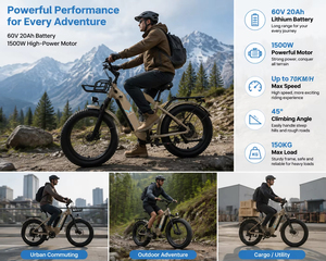 <span class=keywords><strong>Vélo</strong></span> Électrique Personnalisable 1500W, Pic 3000W, 60V 20Ah, Pneus Larges 24 Pouces, <span class=keywords><strong>Vélo</strong></span> Tout-Terrain, Prix <span class=keywords><strong>de</strong></span> Gros Direct Usine - Product Image 2