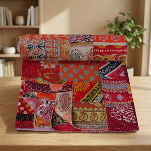 Couette Sari Kantha Réversible Vintage Fait à la Main Queen Size - Product Image 4