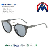Lunettes de soleil polarisées de luxe OEM, élégantes, avec logo personnalisé, protection UV400, pour homme, rondes, vintage, effet bois, 2026