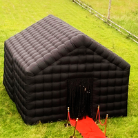 Tente de fête portable gonflable d'arrière-cour pour événements extérieurs personnalisée gazebo club grande tente cube disco gonflable noire avec lumière led