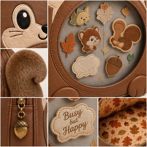 Zaino Kawaii a Forma di Scoiattolo Personalizzato, in Pelle PU Marrone con Orecchie Appuntite e Grande Finestra Trasparente in PVC - Product Image 4