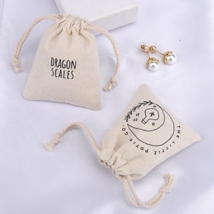 Bolsa de Joyería de Lona Natural con Cordón, 8 Oz, con Logotipo Personalizado, Bolsa de Regalo de Algodón Orgánico Pequeña - Product Image 2