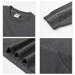 Camiseta básica de manga larga de doble capa con patrón sólido para hombre, camiseta personalizada con estampado gráfico de camuflaje y cuello redondo, camiseta en blanco estilo Hip Hop - Product Image 3