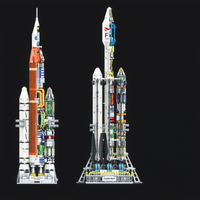 Jiexing JJ9030-9031 Bloques de Construcción de Modelo de Cohete Pesado, Juguete Educativo de Ciencia, Kit de Exploración Espacial para Niños, Más de 800 Piezas, con Batería