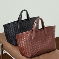 Sac à main en cuir véritable pour femmes de luxe en gros, grande capacité, sac à bandoulière tissé, sac fourre-tout