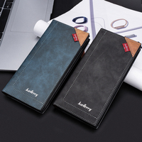 Baellerry produsen slot kartu Logo kustom kulit Pu pria dompet ramping Panjang Dompet mewah modis dua lipat untuk pria