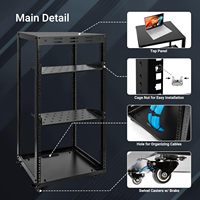 Rack de serveur 20U avec panneaux supérieurs et inférieurs, sangles à crochet et boucle pour équipement stéréo/données/informatique/informatique de 19 pouces.