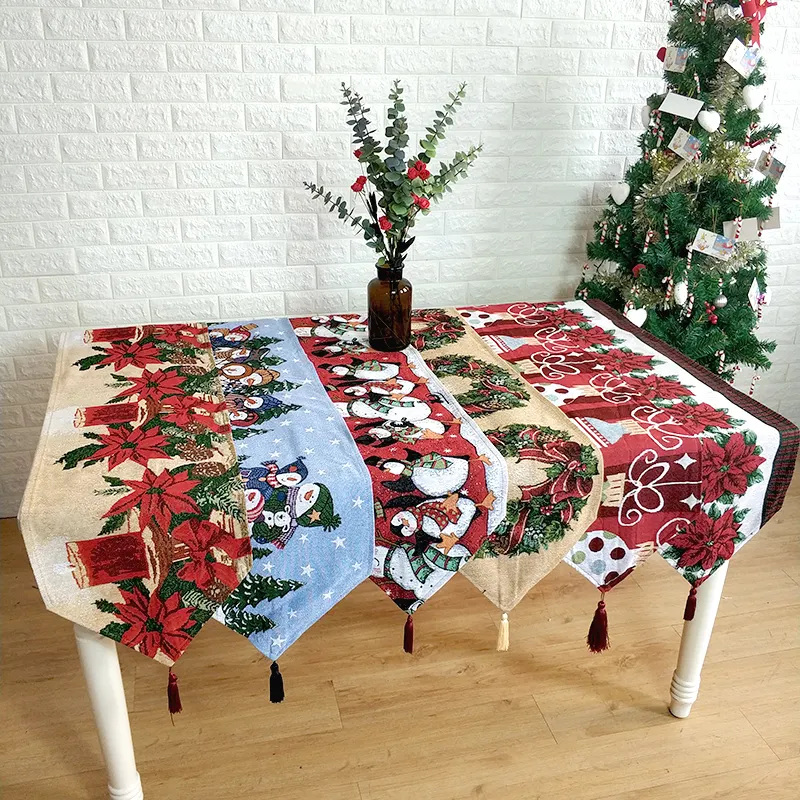 สุขสันต์วันคริสต์มาสผ้าปูโต๊ะตกแต่งบ้านพรมและชุดแผ่นรองจาน