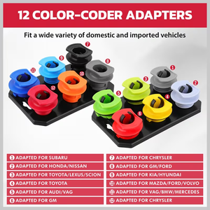Kit d'entonnoirs universels anti-débordement pour huile moteur, 18 pièces, 1,5 L, kit auto, 12 adaptateurs codés par couleur, rangement magnétique - Product Image 2