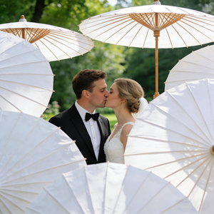 Sombrilla de Papel Blanca Pafu de 84 cm, Sombrilla de Papel Encerado Hecha a Mano, Accesorio para <span class=keywords><strong>Fotos</strong></span> de Boda, Decoración para Fiestas Nupciales, Fotografía - Product Image 4