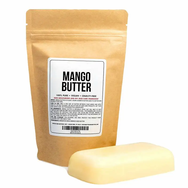 Yüksek kaliteli % 100% saf Vegan cilt bakımı nemlendirici vücut tereyağı ham organik rafine edilmemiş Mango yağı