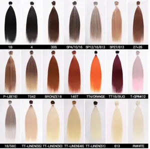 Rebecca Bone lisse ombre 12 à 36 pouces couleur blond noir naturel haute résistance fibre avec fermeture faisceaux de cheveux synthétiques