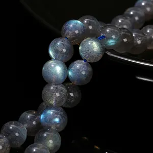 JD GEMS 6/8/10mm Semi-precious Strong Blue Light Labradorite Stone Beads 7A Natural Dark Gray Moonstone Beads For Jewelry Making