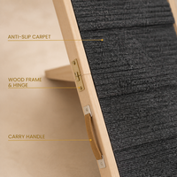 Rampe pliante moderne pour animaux de compagnie, structure en bois massif, surface antidérapante en tapis, poignée de transport portable, pieds de support robustes, pour chiens et chats, personnalisable