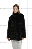 Manteau cardigan en fausse fourrure de vison, en laine moelleuse, coupe-vent, manches longues, col montant, vêtements d'extérieur avec poches pour femmes