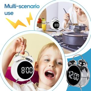 Custom logo Super Loud <b>Digital</b> Alarm Clock with Led Mirror Smart Dual Bell Alarm Clock Digit Led Clock for Bedroom - Product Image 5