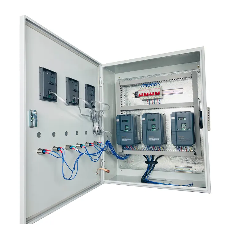 Panel Sistem Pompa Kontrol VFD Kabinet Kontrol Panel Kontrol Luar Ruangan Elektrik dengan PLC Yang Dapat Diprogram