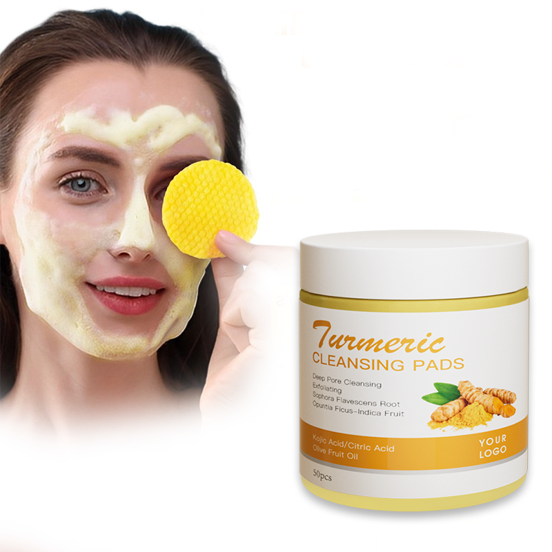 Tiktok Hot Selling Kojic Acid Facial Makeup Remover Cotton Pad Wholesale Cleansing Exfoliating Turmeric Pads for Dark Spots