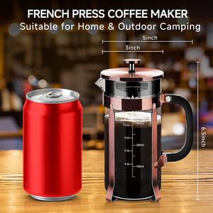 Cafetera Francesa de Vidrio Resistente al Calor, Color Oro Rosa - Product Image 2