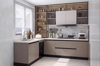 Armoire de cuisine moderne SANTOPOVA fournie en usine ensemble en bois assemblé de conception modulaire en PVC blanc meubles HDF pour