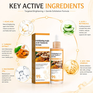 Suero Exfoliante de Ácido Kójico y Cúrcuma 80ml con 3% de Niacinamida AHA BHA Corrector de Manchas Oscuras Suero Facial Iluminador para Mujeres - Product Image 3