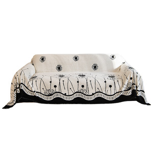 Premium Selection Soft Cotton Fleece <b>Sofa</b> <b>Cover</b> Embroidered Daisy Pattern Non Slip Full Coverage One Piece - Product Image 2