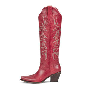 Botas Vaqueras Bordadas WETKISS OEM para Mujer, Botas Altas hasta la Rodilla con Punta en Pico, Tacón Grueso, Botas de Vaquera para el Día del Partido - Product Image 2