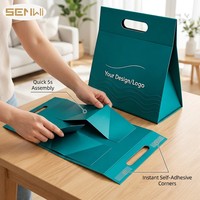 Boîtes rigides aseptiques robustes en gros, pliables à plat, avec poignée, en carton gaufré, emballage cadeau de luxe, logo imprimé sur mesure