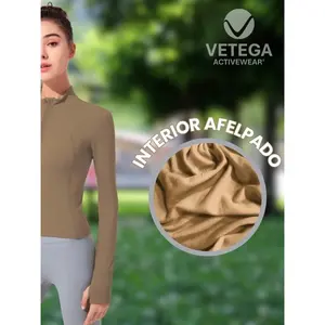 Camiseta de Manga Larga de Felpa para Mujer, Color Camel - Product Image 3