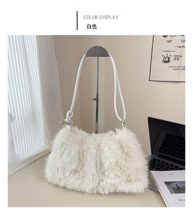 Nouveau sac à main à la mode à la mode pour les aisselles automne hiver sac à bandoulière unique en peluche sac moelleux pour les femmes - Product Image 5