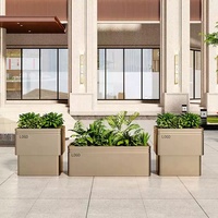Jardinière carrée en fer forgé pour extérieur, pot de fleurs en métal thermolaqué, décoration de jardin moderne