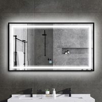 Miroir de maquillage mural à LED avec éclairage intégré, design moderne, forme rectangulaire, pour salon et usage domestique