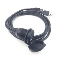 Coche de montaje al ras 2 USB 3,0 macho a hembra Puerto usb dual impermeable de extensión Dash Panel Mount Cable