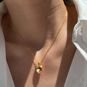 <strong>Fashionable</strong> and Versatile Brass Plated With 18k Gold&amp;Platinum Multi-Faceted Heart Pendant <strong>Necklace</strong> Women's Jewelry Wholesale - Product Image 3