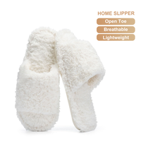 Chaussons douillets en peluche à bout ouvert, légers, antidérapants, à semelle souple et respirants pour femmes/hommes, pour une utilisation intérieure et extérieure