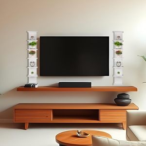 Estante <span class=keywords><strong>de</strong></span> Pared <span class=keywords><strong>de</strong></span> 7 Niveles, Estante Flotante Compacto para Exhibición, Decoración <span class=keywords><strong>de</strong></span> Pared Vertical, Estante Flotante para Salas <span class=keywords><strong>de</strong></span> Estar (Blanco) - Product Image 1