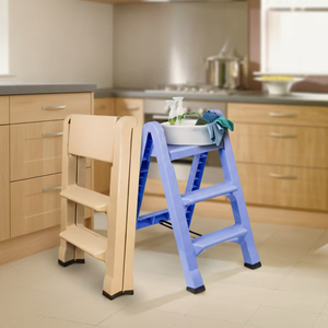 Practical Traditional Plastic Folding 3 Step <b>Stool</b> Heavy Duty with Non Slip Pedal and Sturdy Frame for Kitchen Garage RV Travel - Product Image 6