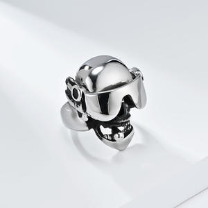Retro Punk Skull <b>Ring</b> With Goggles And Cigar Men's Heavy Metal Jewelry Steel Color Gift Fashion <b>Rings</b> - Product Image 3