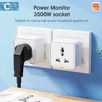 Prise intelligente WiFi Tuya 16A, adaptateur de voyage universel avec moniteur de puissance pour prises UK/EU