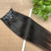 Extensions de cheveux humains vierges 100 % naturels 12A vietnamiens, lisses crépus, densité 150, à clipser, vente en gros