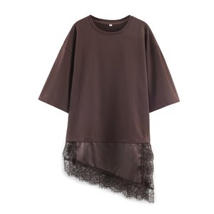 TAOP&ZA 2026 Nouveau T-<span class=keywords><strong>shirt</strong></span> <span class=keywords><strong>Femme</strong></span> <span class=keywords><strong>Col</strong></span> <span class=keywords><strong>Rond</strong></span> Manches Courtes Ourlet Asymétrique Style Européen et Américain Patchwork 4813858 - Product Image 2