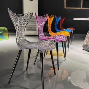 Silla de comedor de <span class=keywords><strong>cristal</strong></span> moderna, cola de pez creativa, diseño de sirena acrílica para eventos en casa, cafetería, Hotel, banquete de boda, uso de fiesta - Product Image 2